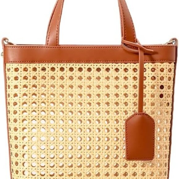 Elegant Straw Woven Rattan Tote Bag for Women Summer Vacation with Adjustable Ha - Picture 1 of 6